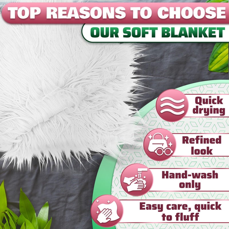 DIMROM 23.6" Ñ… 19.7" White Faux Fur Rug Small with Dense Pile Fibers - White Blanket for Photoshoot Outdoor & Indoor, Baby Christmas Photo Props - Non-Shedding Faux Fur Baby Blanket for Photoshoots and Decor - Image 4